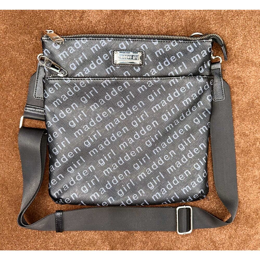 Madden Girl Crossbody Purse w/ 3 Compartments Logo Spell Out